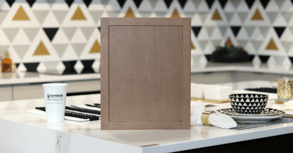 The Verra door style in Maple Wood with a Burlap Stain