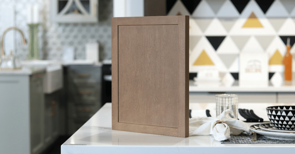 The Verra door style in Maple Wood with a Burlap Stain