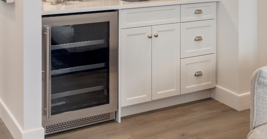 Project LAVISH features a built-in base wine fridge.