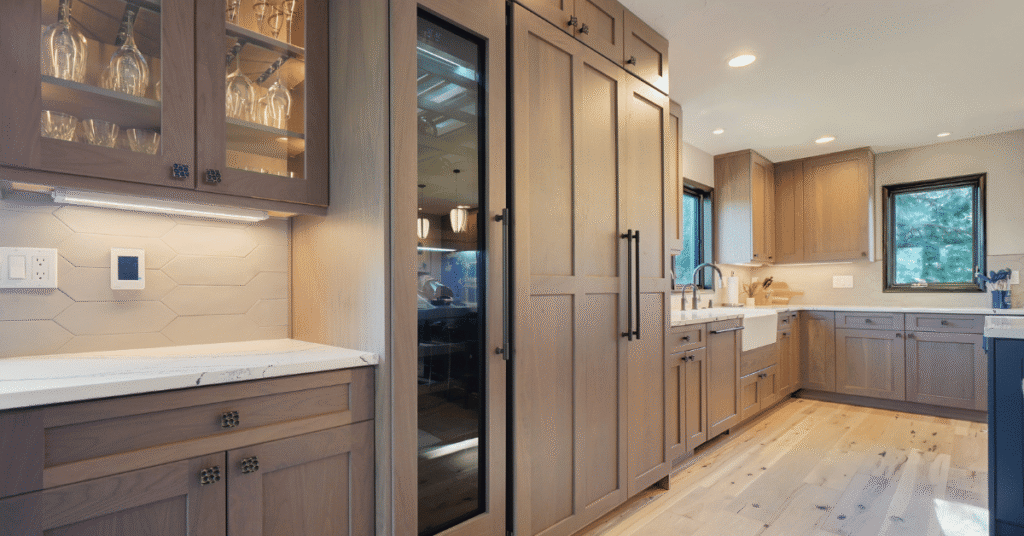 Project BEAR features a tall built-in wine fridge chiller.
